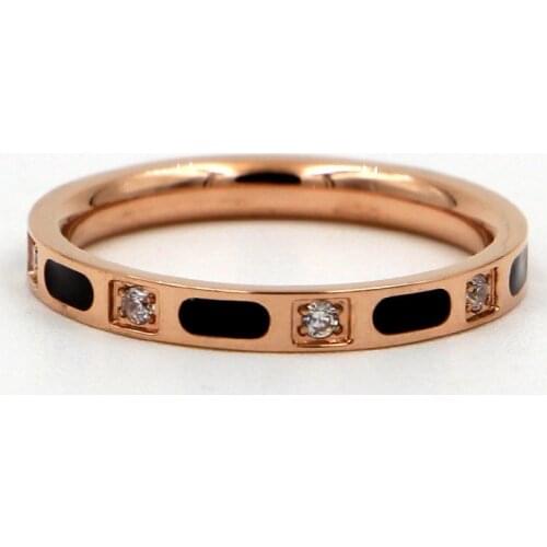 Women 2.5MM Natural Shell Thin Ring Titanium Steel Luxury Brand Crystal Ring Rose Gold Color Ring For Women Couple Jewelry R13-1