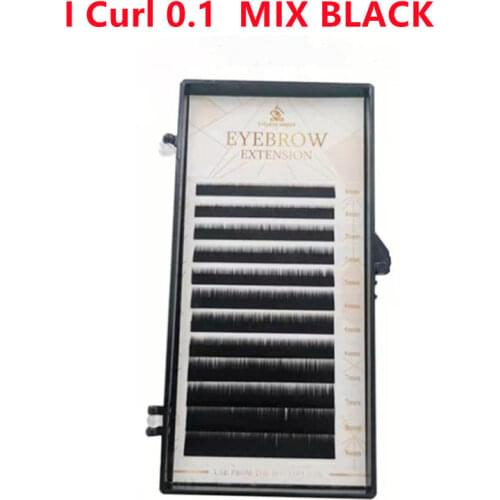 1 Tray Eyebrow Extensions Black/Dark Brown Color 0.1 I mix 5/6/7/8mm Makeup Professional False Eyelash Eyebrow Extension