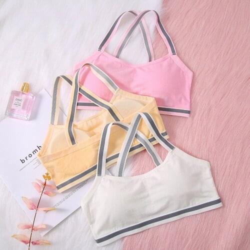 Children Training Bras girl teens Underwear Solid Color Sport Young 10-16Years Racerback Training Crop Detachable summer 1piece