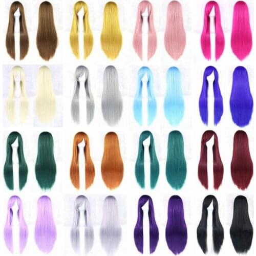 100CM Long Straight Cosplay Wig 39'' anime Synthetic Hair Women Heat Resistant Wigs Halloween Costume Party Carnival Wigs
