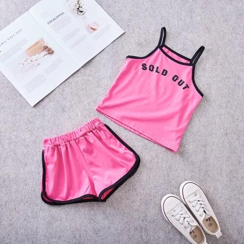 2020 kids clothes New Summer Item Girl Cute Suit children clothing set Including Suspender Top+Shorts 2pcs Per Set