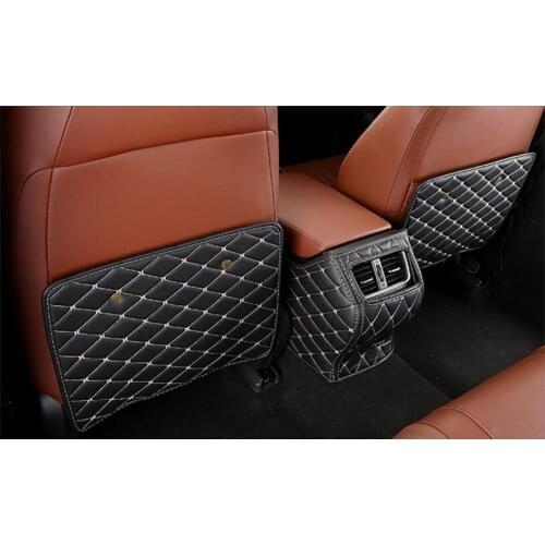 For Honda Accord 2018 3PCS PU Leather Car Interior Seat Backrest Anti Kick Pad Car Anti Dirty Mat Armrest Box Protect Pad