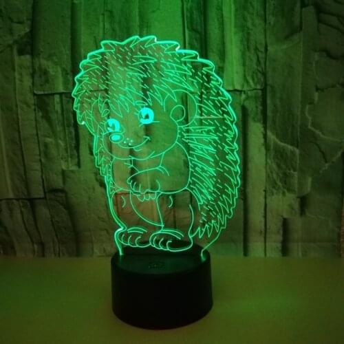 New Hedgehog 3d Lamp Multi color Touch Remote Led Visual Table Lamps For Living Room Gift Atmosphere Animal 3d Night Desk Lamp