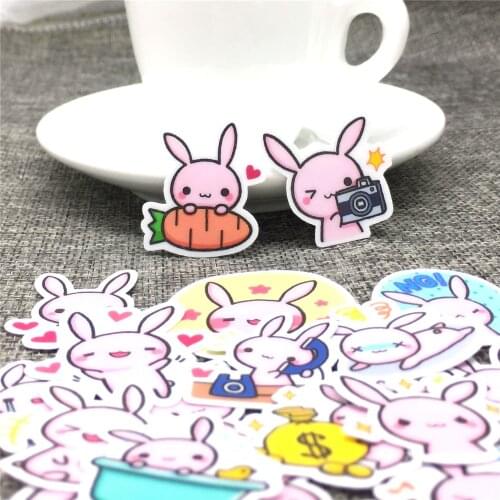 40 Pcs Pink rabbit Stickers for Luggage book Skateboard Bicycle Motorcycle Car Styling Decals Fashion Cool Waterproof Sticker