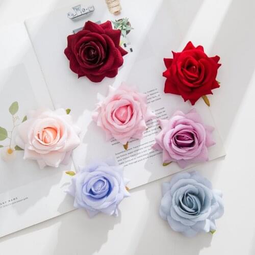 5PCS Silk Roses Heads Wedding Christmas Decorations for Home Cheap Artificial Flowers Wall Scrapbooking Needlework Fake Plnats