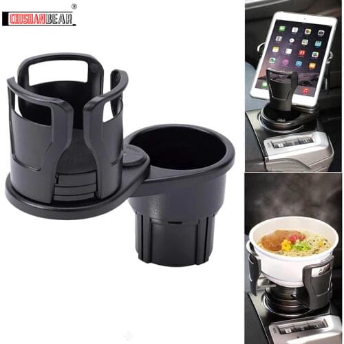 Car Cup Holder Expander Adapter, 2 in 1 Multifunctional 2 Cup Mount Extender Sturdy Cupholder with 360° Rotating Adjustable Base