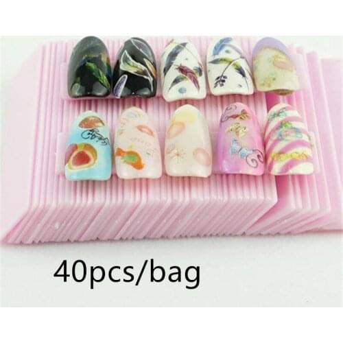 40pcs/Bag False Nail Display Show Stand Clear Rectangle Holder Strip UV Acrylic Gel Polish Manicure Showing Practice Tool 30