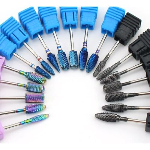 Blue Rainbow Tungsten Carbide Nail Drill Electric Rotary Miliing Cutter Bit for Manicure Dead Skin Gel Remove Nail Art Tools