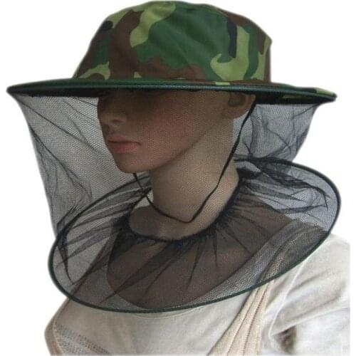 Camouflage Beekeeping Hat Insects Mosquito Net Prevention Caps Mesh Cap Mask Outdoor SunshadeNeck Head Cover