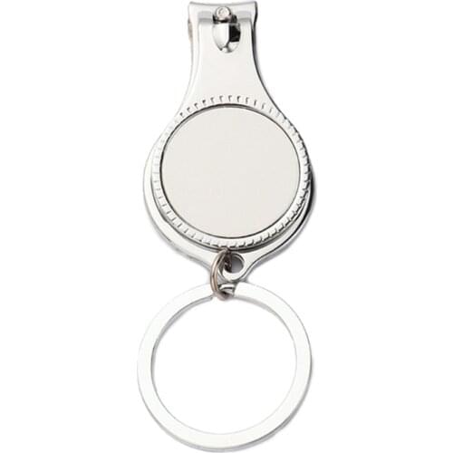 Circles Sublimation Blanks Keychains Nail Clipper Sublimation Transfer Blanks with Metal Round Key Rings for Heat Press A5KE