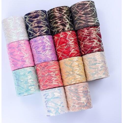 10yards/lot 6/8/10/12cm Sequin Wavy Stripe Embroidery Mesh Ribbon DIY Crafts Bow Bouquet Wrapping Ribbons Party Decor Supplies