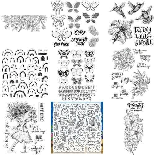 Stamps Flowers Trees Bird Sea Animals Butterfly Sentence Phrase Used For DIY Scrapbook Photo Album Craft Card 2021 New Card