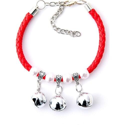 Cute Pet Collar Lovely Hand Woven Dog Collar Cat Collar Pet Necklace with Bell Pet Supplies Dog Chain Supply Animal Accessory