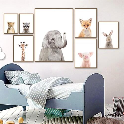 Cute Elephant Leopard Koala Fox Rabbit Wall Art Canvas Painting Nordic Posters And Prints Nursery Wall Pictures Kids Room Decor