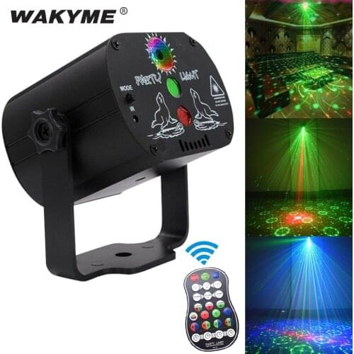WAKYME Mini RGB Disco Light DJ Lights in Stage Lighting Effects Star Whirlwind Laser Projector Club Bar Party Light 60 Pattern