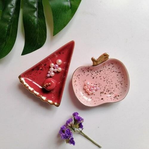 Mini Creative Jewelry Dish Cute Multi-purpose Ceramic Earrings Foods Dessert Decorative Display Bowl for Indoor Kitchen Supplies