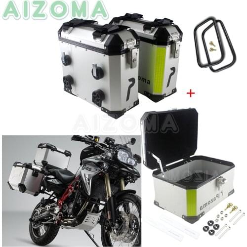 Motorcycle Aluminum 72L Sidecases Pannier Box + 36L Topbox Case Universal For BMW Suzuki GSXR Yamaha FZ 790/1290 Adventure