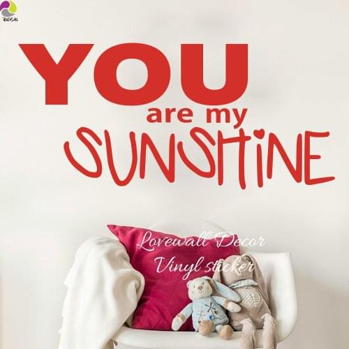 You Are My Sunshine Wall Sticker Baby Nursery Kids Room Cartoon Love Quote Wall Decal Living Room Couple Vinyl Home Decor
