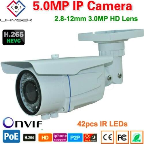 Lihmsek Outdoor Waterproof IR IP Camera H265/H264 Network Camcorder 42pcs IR LEDs 40m IR Night Vision External POE ONVIF IPC