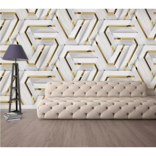 Wellyu Custom wallpaper 3D papel de parede solid geometry pattern TV background wall gold abstract living room bedroom wallpaper