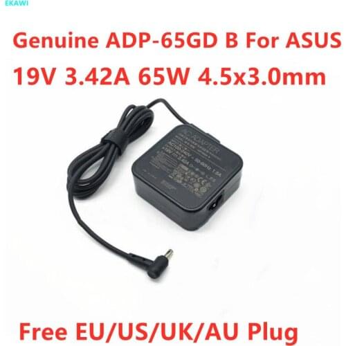 Genuine 19V 3.42A 65W 4.5x3.0mm ADP-65GD B AC Adapter Charger For Asus PRO 0551/451LBU400V PU500C Laptop Power Supply Charger
