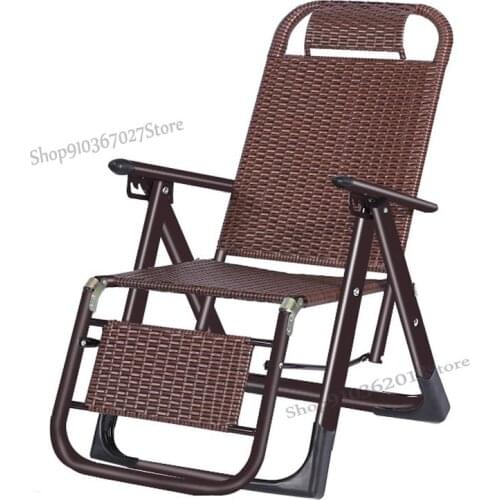 Wicker chair rattan woven folding lunch break recliner siesta home office outside adult backrest leisure single lazy chair