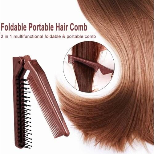 Foldable Hair Comb Portable Travel Hair Brush Hair Comb Plastic Folding Detangling Anti-static Hair Brush