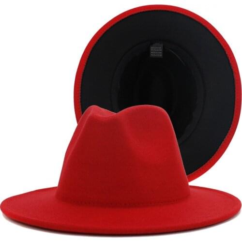 Mixed colors Jazz hats cowboy hat for women and men winter men cap red with black wool bowler hat wholesale