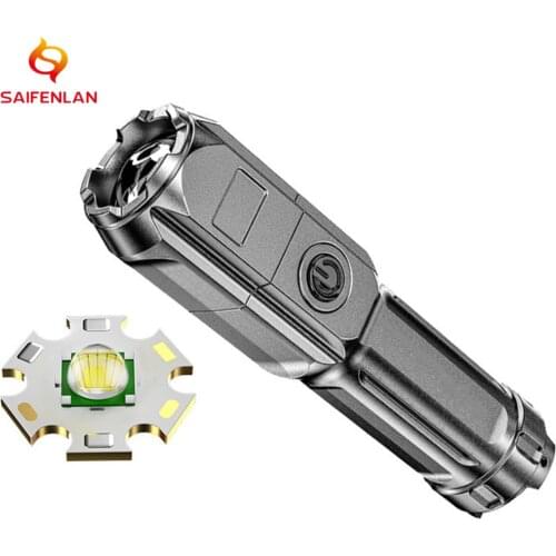 2021 T6 LED Flashlight Waterproof Tactical Torch USB Rechargeable Zoomable Super Bright Lantern for Camping Hiking Fishing