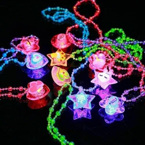 Glow Light up Cartoon Crystal Light Up Necklaces LED Plastic Necklace and Shining Pendants Party Birthday Gift Toys