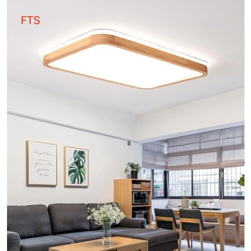 Ultra-thin living room light rectangular led ceiling lamp simple modern atmosphere home Nordic lamps solid wood bedroom lamp