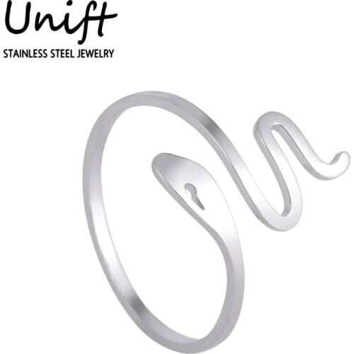 Unift Cute Charm Snake Ring for Women Girl Opening Vintage Boho Stainless Steel Snake Cocktail Finger Ring Punk Gothic Jewelry