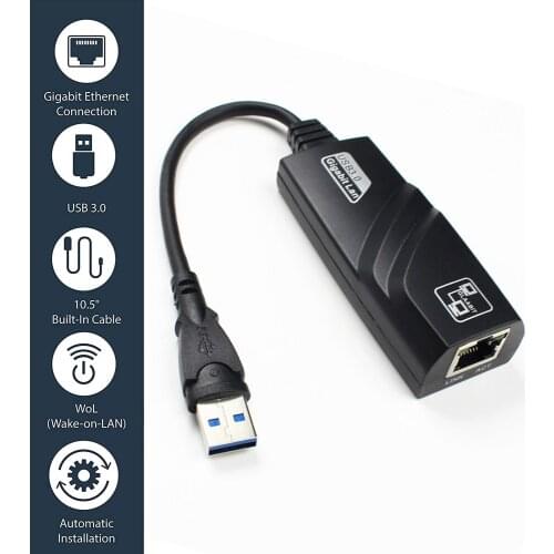 USB Ethernet Adapter USB 3.0 Network Card to RJ45 Lan for Xiao Mi Box Win7/Win8/Win10 Laptop Ethernet USB Cable Adapter New