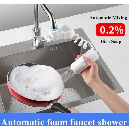 Kitchen Faucet Rotating Aerator for Automatic Foam Detergent with Lengthening Extender Splash-proof Head Dish Washing Shower