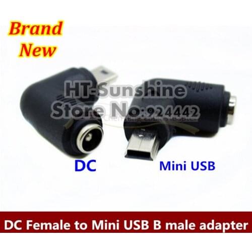 High Quality 10PCS/LOT Mini USB Male Plug to 5.5mm x 2.1mm Female Jack DC Power Adapter