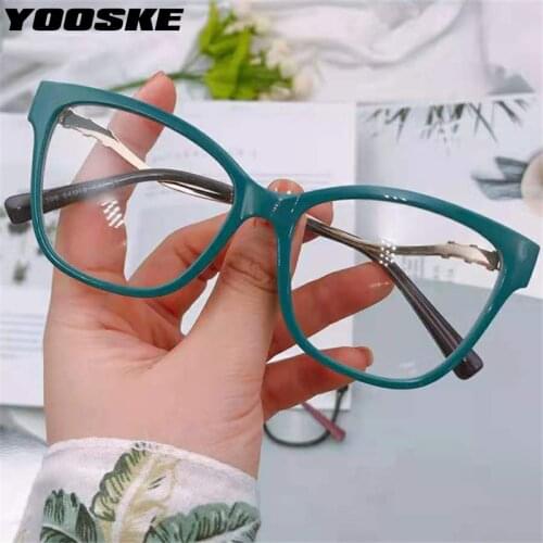 YOOSKE TR90 Blue Light Blocking Glasses Frame Women Men Vintage Fashion Cat Eye Spectacle Frames Prescription Eyeglasses