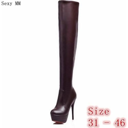 Autumn Platform Women Over the Knee Boots High Heel Shoes Woman Thigh High Boots Small Plus Size 31 32 33 -40 41 42 43 44 45 46