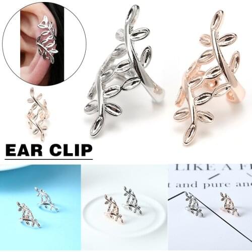 1 Pcs Leaf Ear Clip Jewelry Rose Gold/Silver Color Metal Leaves No Piercing Earcuff Women Female Fashion Daily Wear Clip Earring
