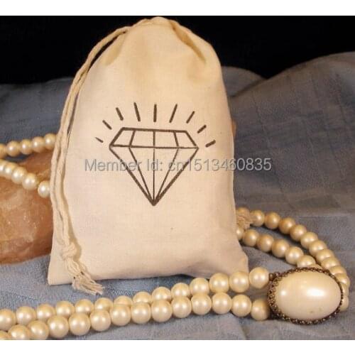 100pcs/lot free shipping cotton jewelry pouch cotton gift pouch cotton drawstring pouch bag custom logo jewelry bag necklace bag