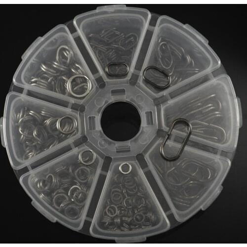 MNFT 240pcsStainless Steel Round & Oval Mixed Size Split Ring Fishing Tackle Connector Fishing Swivel Snap Fishing Rig With Box
