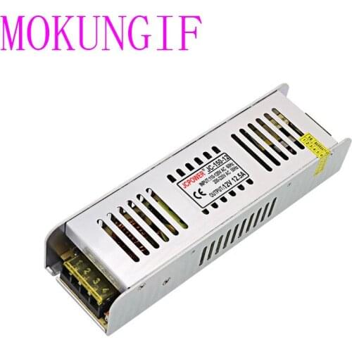 50pcs fast shipping AC100V-220V to DC12V 12.5A 150W thin long Transformer LED Power Supply For 3825 5050 3014 LED Strip Light