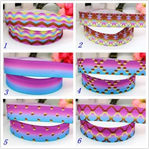 7/8'' Free shipping gradient color gold fade printed grosgrain ribbon hairbow headwear party decoration diy wholesale 22mm D505