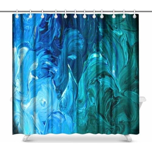 Aplysia Abstract Backdrop Hand Drawn Blue Strokes Abstract Waves Polyester Fabric Shower Curtains