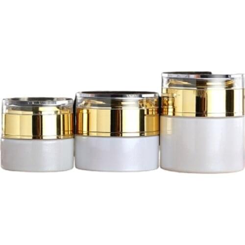 20/30/50G Cosmetic Cream Jar White Refillable Emulsion Lotion Pump Bottle Gold Acrylic Lid 20~80ML Empty Glass Mist Spray Bottle