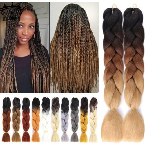 Long Ombre Braiding Hair Jumbo Box Braid Braiding Hair 100g Long 24"inch Hair Synthetic Hair Hair Extensions for women Dressing