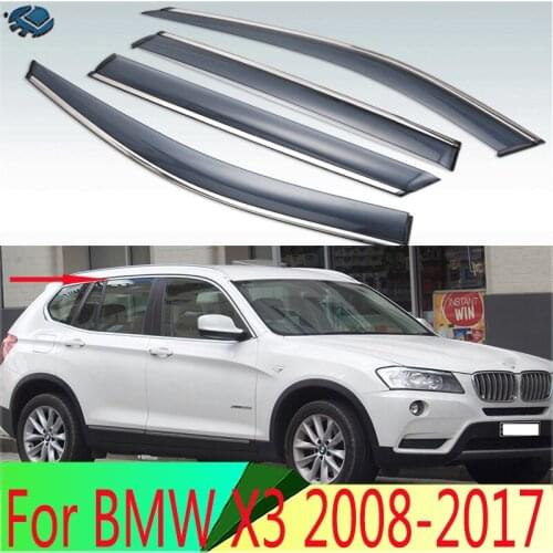 For BMW X3 2008-2017 Plastic Exterior Visor Vent Shades Window Sun Rain Guard Deflector 4pcs