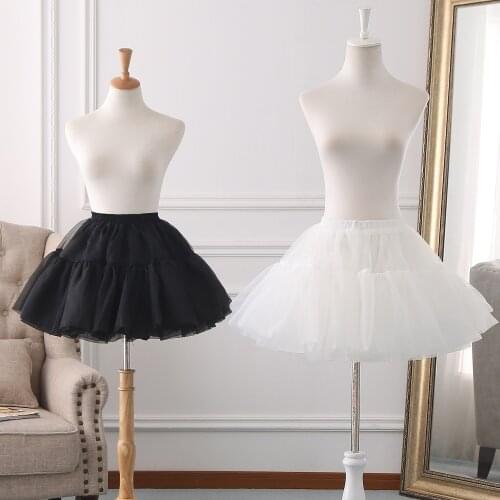 HONGFUYU Two Layers Women Petticoat Casual Short Skirt Fashion Bridal Pleated Crinoline Petticoat Tutu Wedding Costume Skirt