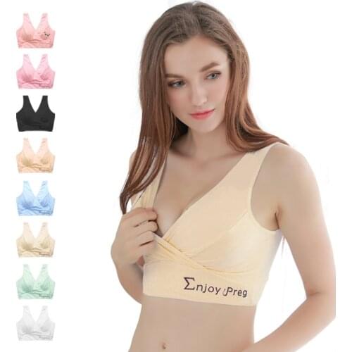 Breathable Cotton Pregnant Womens Underwear Criss-Cross Vest Removable Pad Wireless Pregnancy Nursing Bra