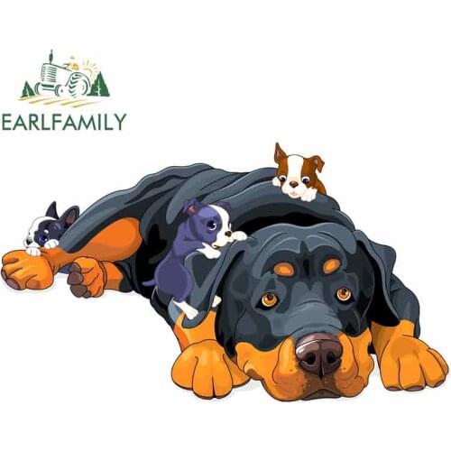 EARLFAMILY 13cm x 7.5cm for Dog Vinyl Glue Sticker Cartoon Oem RV VAN 3D DIY Fine Decal Windshield Bumper Windows Accessories