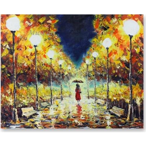 Knife Style Painting Art Modern Abstract Street Knife Scenery Oil Painting Wall Decor Picture Canvas Art Hand Painted Artwork